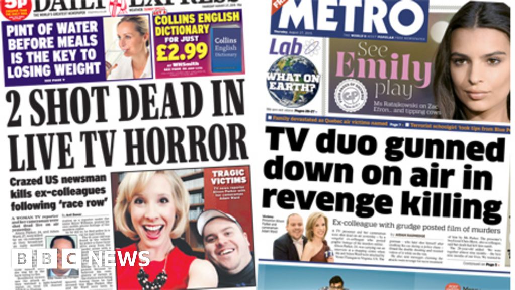 Newspaper Headlines Papers React To Us Tv Shootings Bbc News