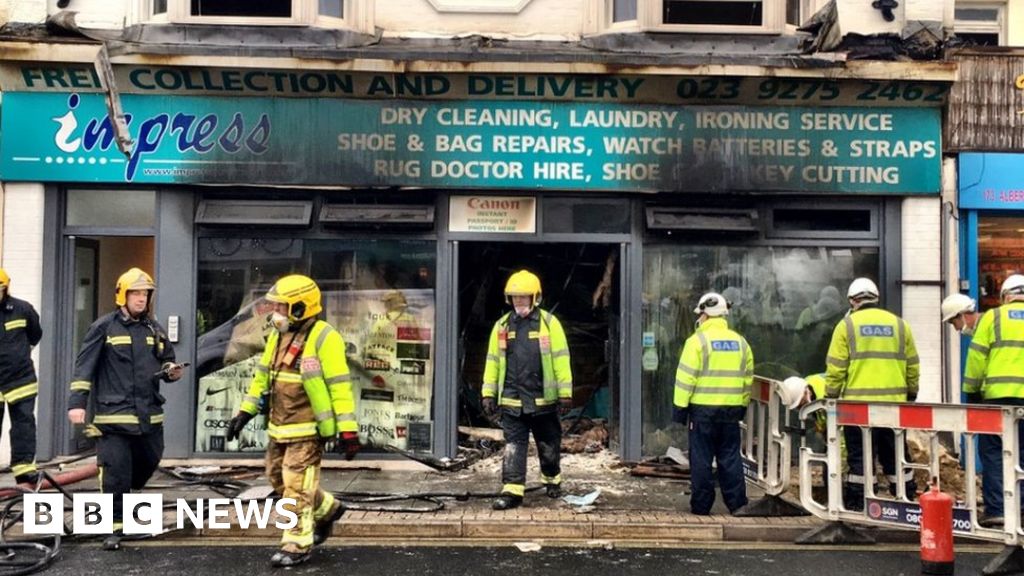 Crews tackle fire in Portsmouth dry cleaners BBC News