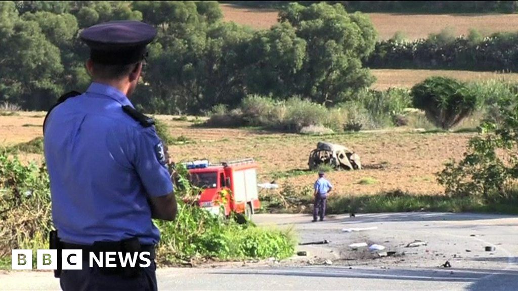 Scene of Malta blogger car bomb attack BBC News