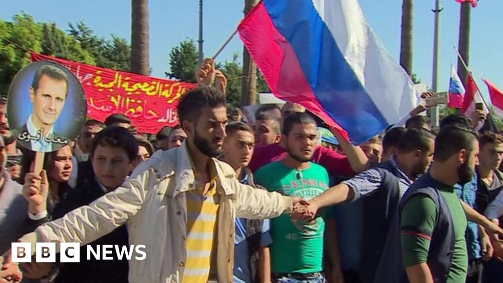 Syrians Take To The Streets To Praise Russian Military Support Bbc News