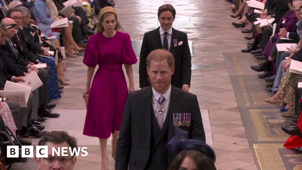 Prince Harry arrives at abbey for Coronation