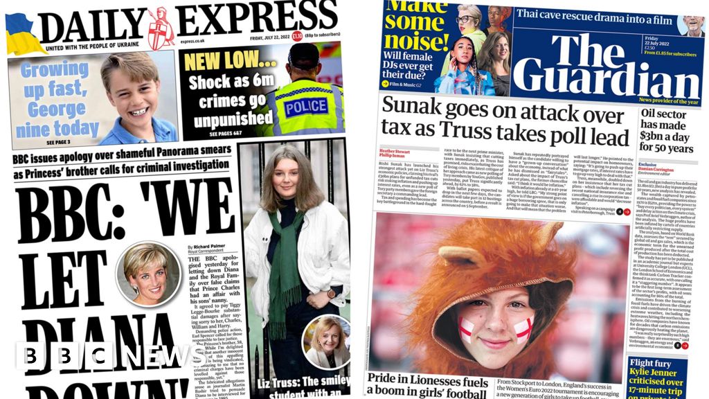 Newspaper headlines: BBC ‘let Diana down’ and Sunak ‘goes on attack’