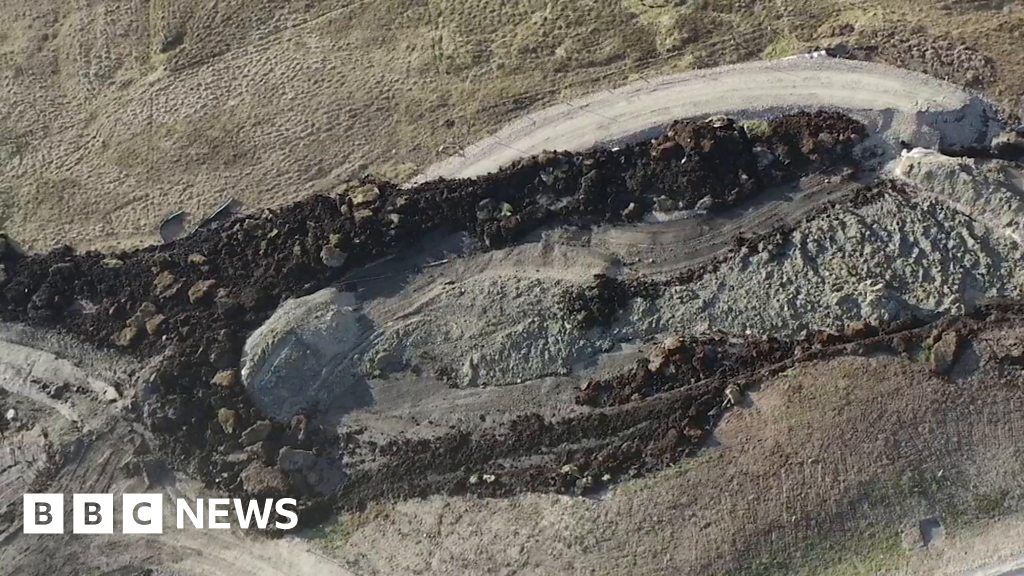 Footage captures landslide at Shetland wind farm