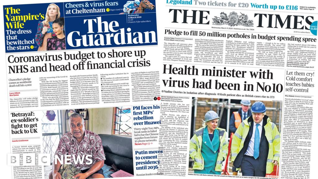 Newspaper Headlines Budget To Pledge Billions To Beat Coronavirus