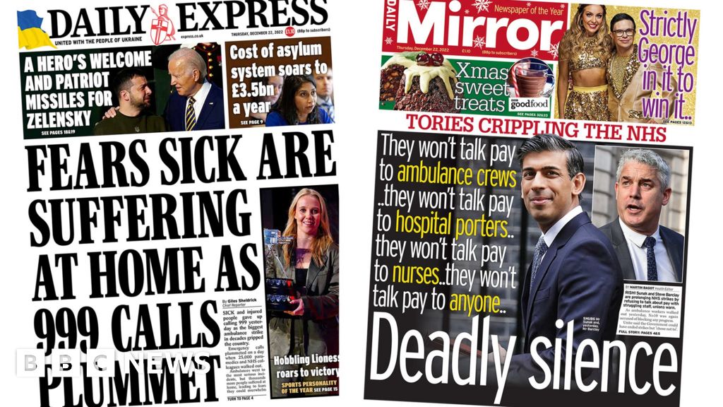 Newspaper headlines: ‘Fears for sick’ and PM’s ‘silence’ over strike