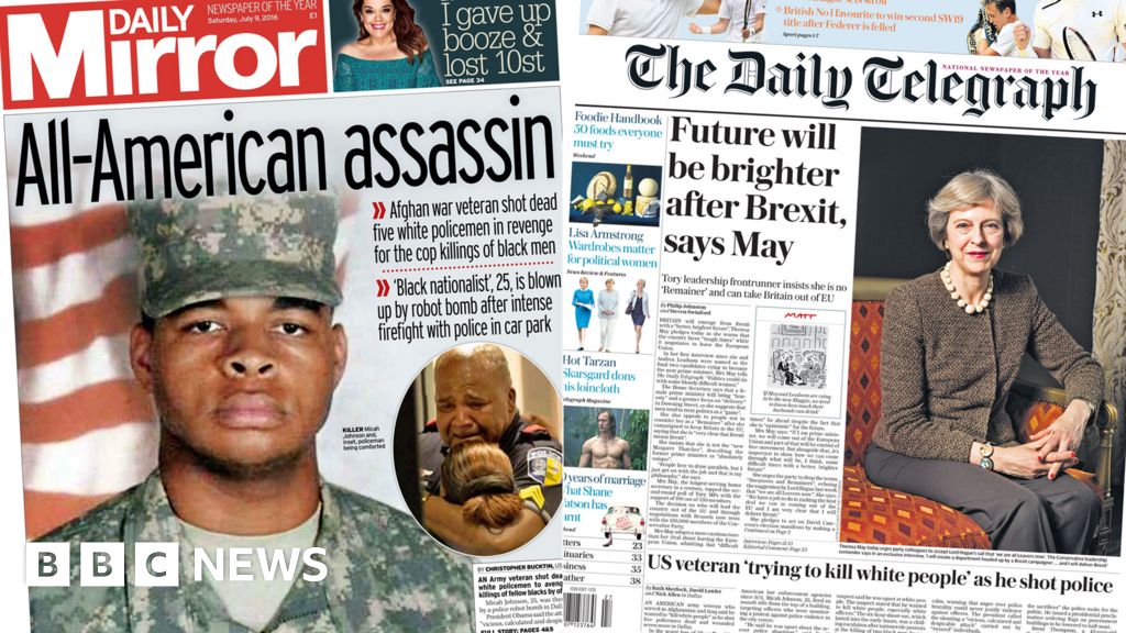 Newspaper headlines Dallas shootings and Tory rivals speak BBC News