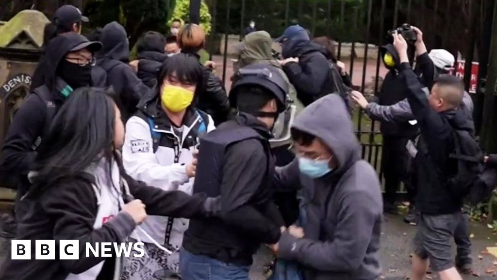 Chinese diplomats leave UK over protester attack