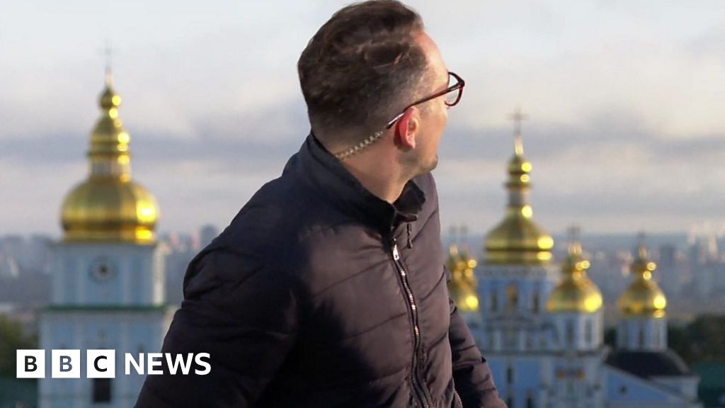 BBC journalist ducks as explosions rock Kyiv