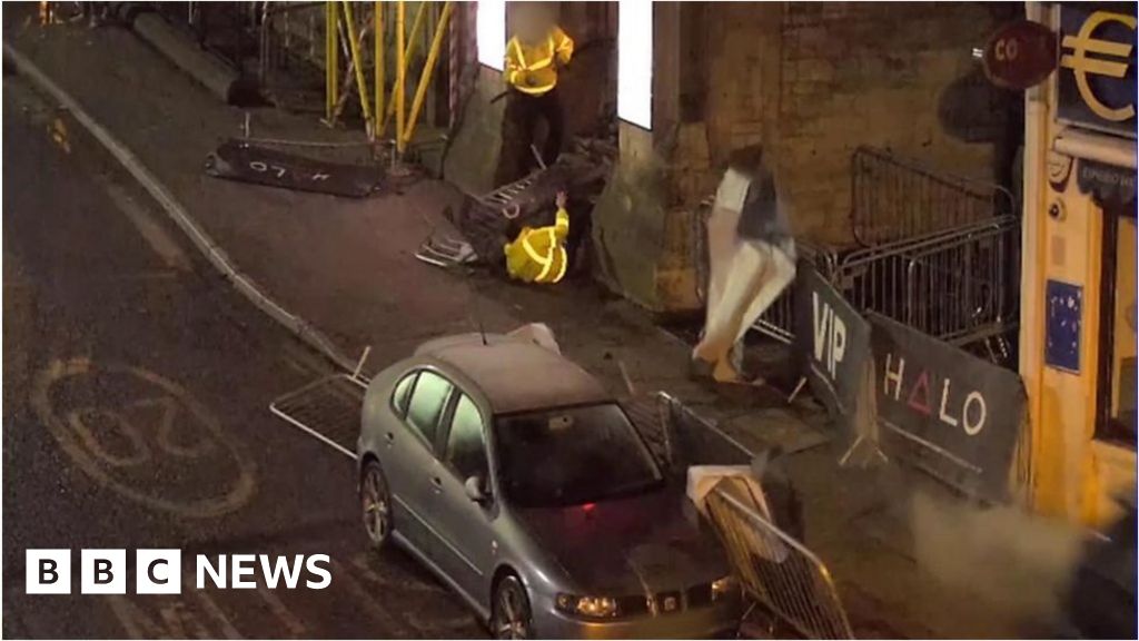 Bournemouth crash CCTV shows car hitting doorman BBC News