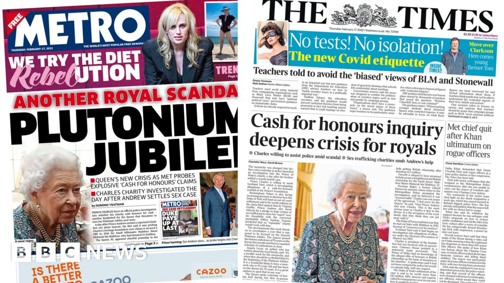 Newspaper headlines: Cash for honours probe 'deepens crisis for royals'