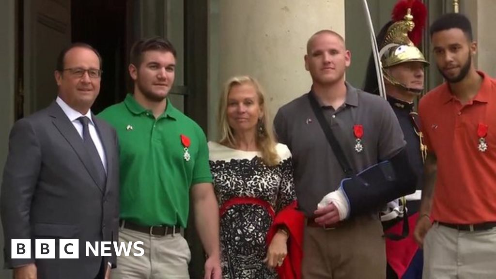 Paris Train Attack Heroes Awarded With France's Top Honour - BBC News