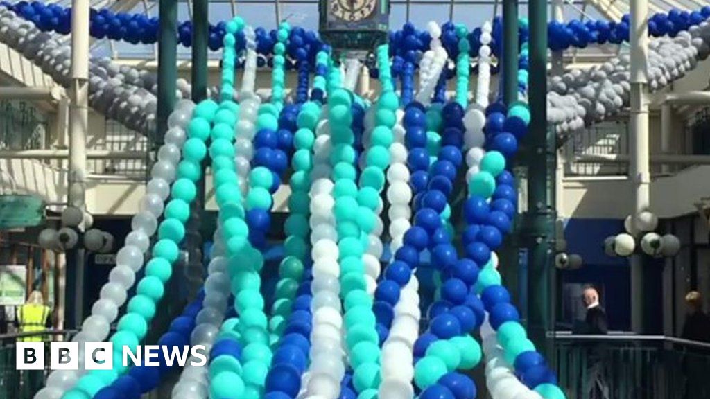 Balloon waterfall sculpture 'biggest in world' BBC News