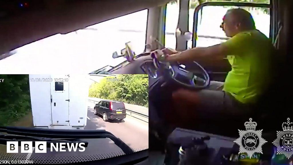 A27 crash: Lorry driver caught on camera texting before collision - BBC ...