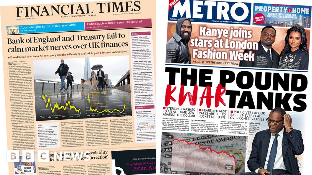 The Papers: Bank 'fails to calm market' as 'pound Kwar-tanks'