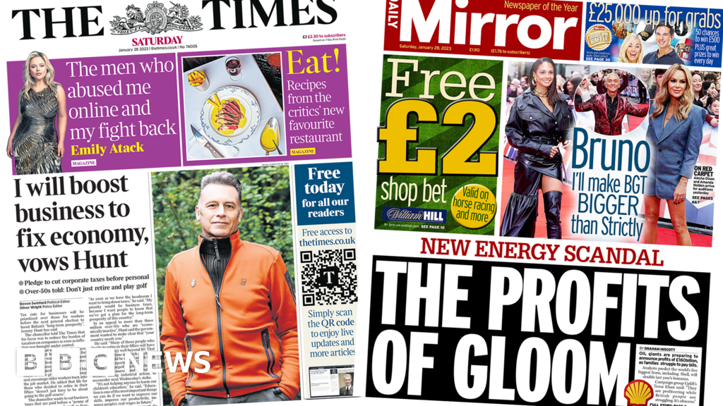 Newspaper headlines: Hunt's business tax cuts and 'oil giants cash in'