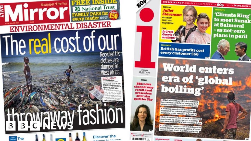 Newspaper headlines: ‘Global boiling’ and ‘Harry hacking claim thrown out’