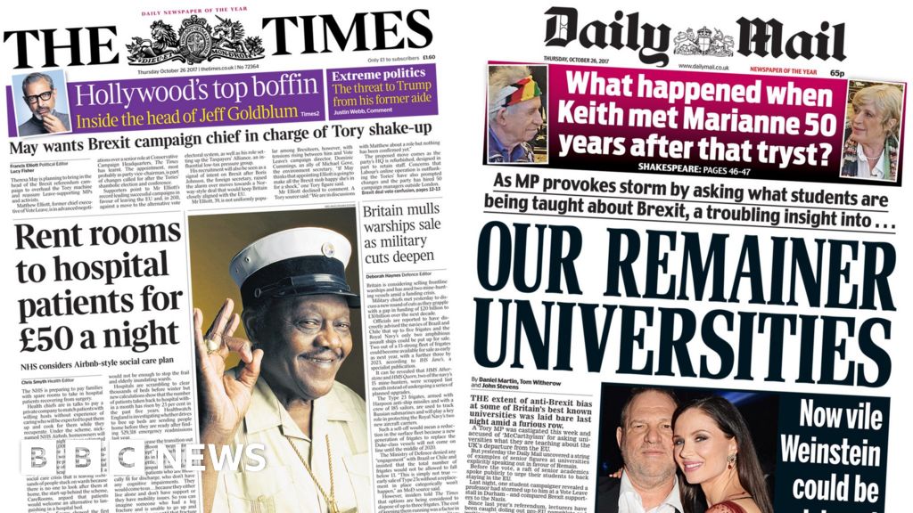 Newspaper Headlines Nhs Airbnb And Remainer Universities Bbc News