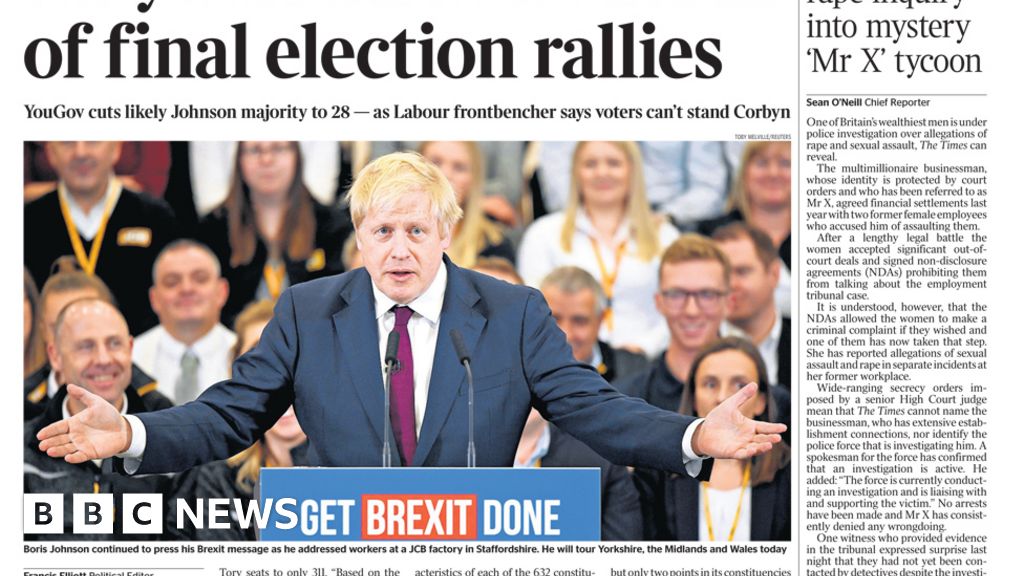 Newspaper headlines down to the wire election and labour s plonker 