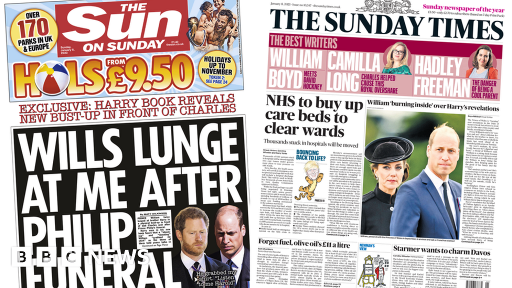 Newspaper headlines: ‘Harry’s Diana funeral guilt’ and ‘ NHS pay boost’