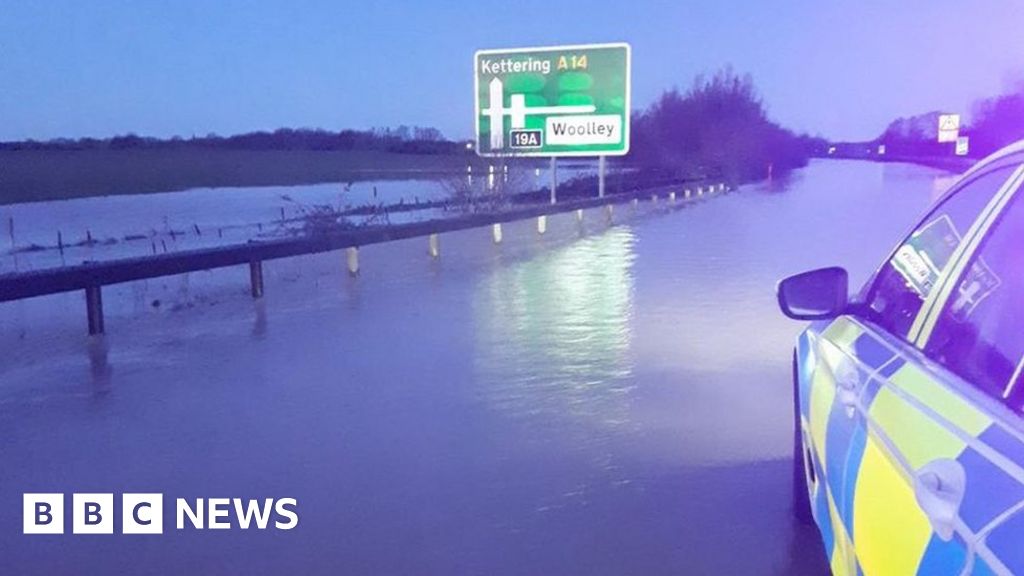 A14 Road partially reopens after flooding in Northamptonshire and