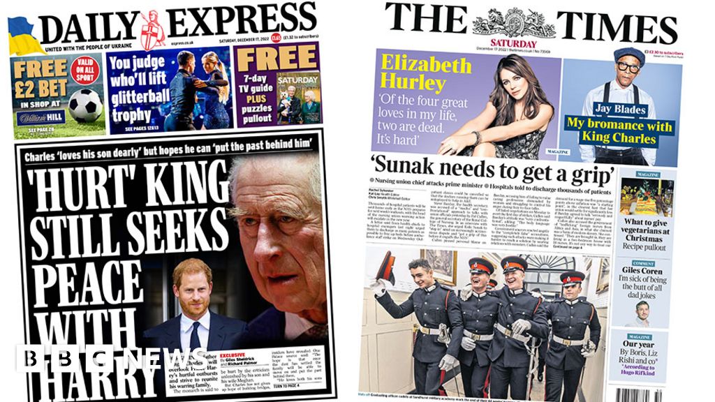 Newspaper headlines: ‘Get a grip PM’ and King ‘seeks peace’ with Harry