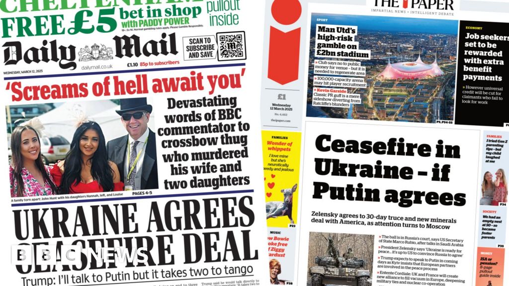 The Papers: Jail.. then hell and ceasefire if Putin agrees