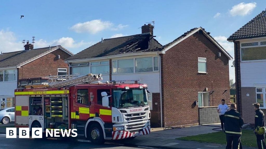 Stockton house roof badly damaged by fire - BBC News