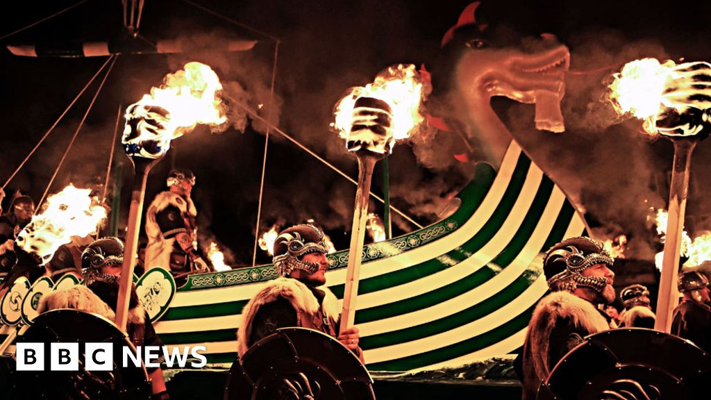 Up Helly Aa lights up the Shetland sky