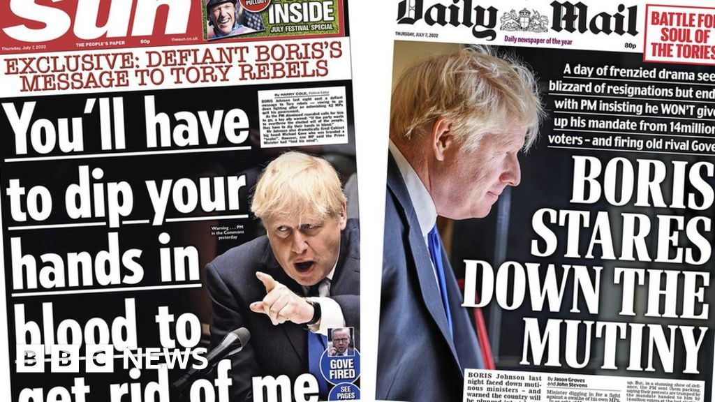 The Papers: Johnson 'fights for life' and 'stares down mutiny'