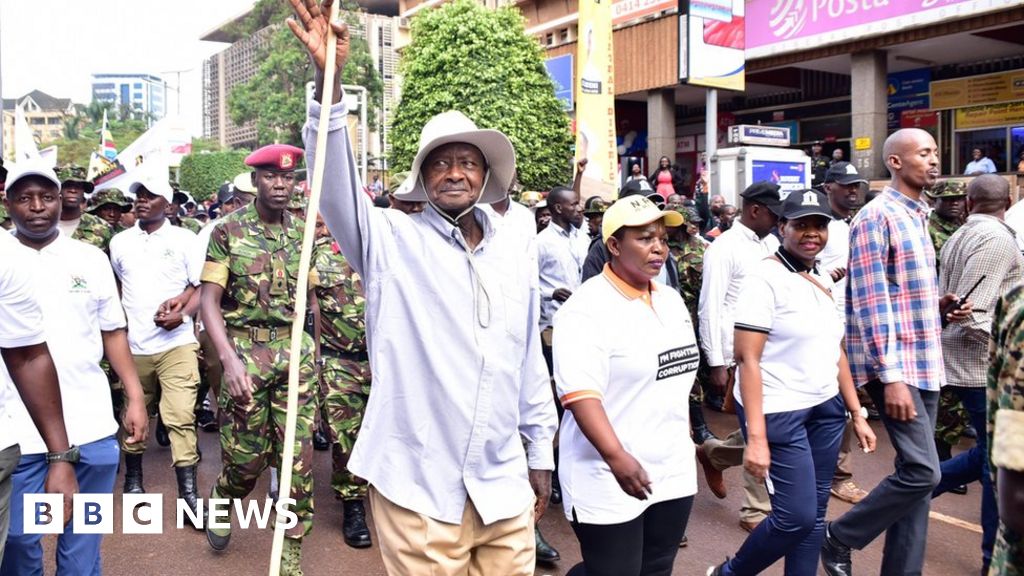 Uganda president sets off on six-day march through jungle