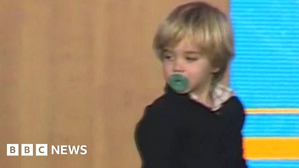 Governor Gavin Newsom's sleepy son invades stage during speech