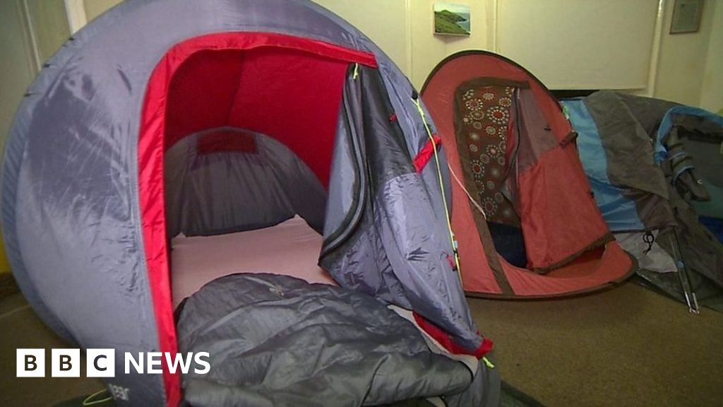 Homeless shelter puts up tents indoors for the winter BBC News