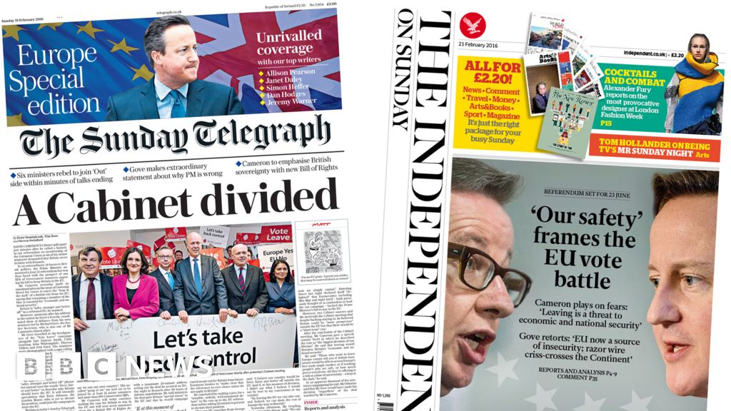 Newspaper Headlines: Battle Lines Drawn Over EU Vote - BBC News