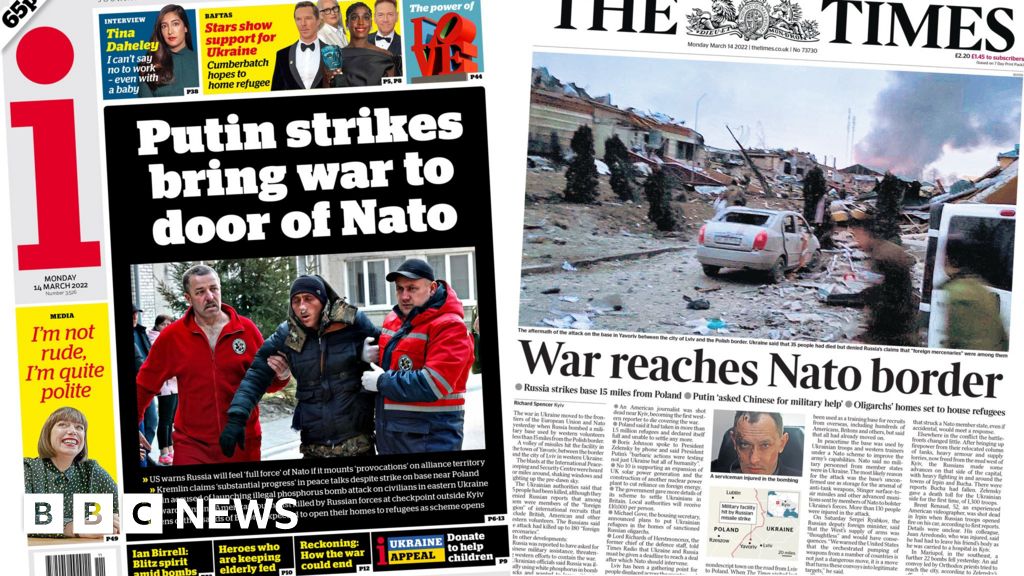 Newspaper headlines: ‘War at Nato’s door’ as Putin has ‘West in sights’