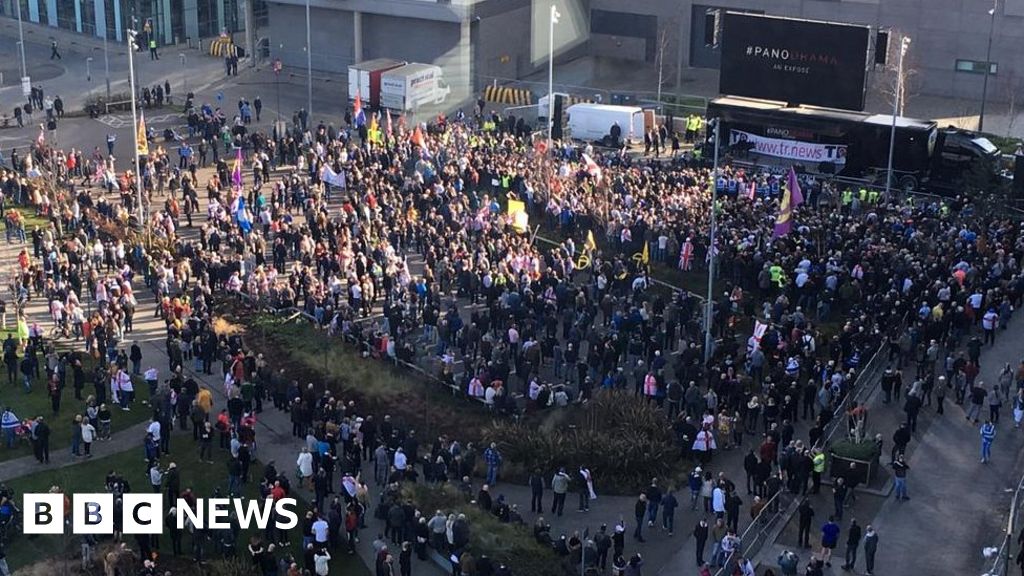 Tommy Robinson Holds Salford Protest Against Bbc Panorama Bbc News