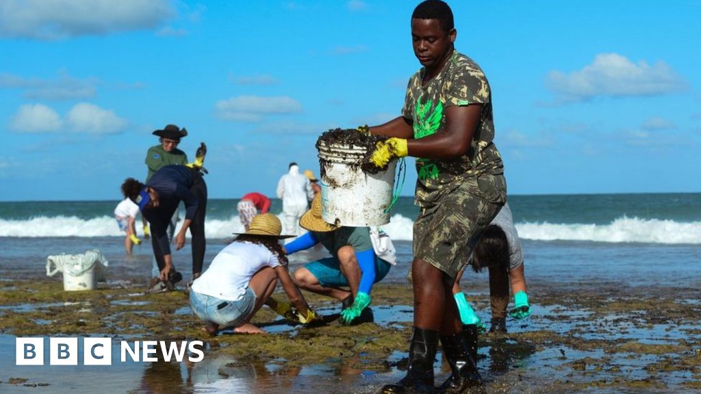 Brazil environment Cleanup on beaches affected by oil spill