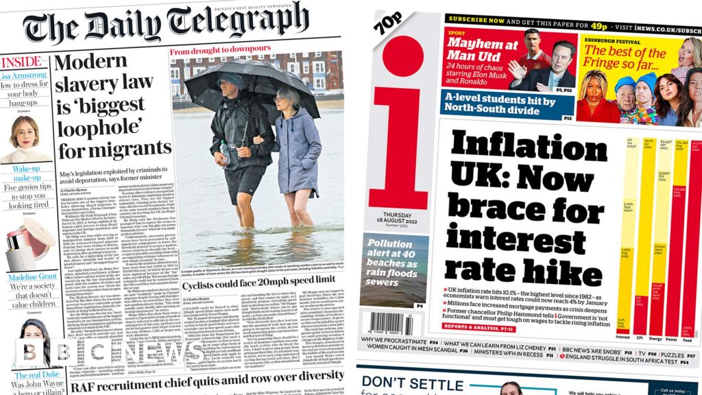 The Papers: Soaring inflation tops 10% as UK worst in G7