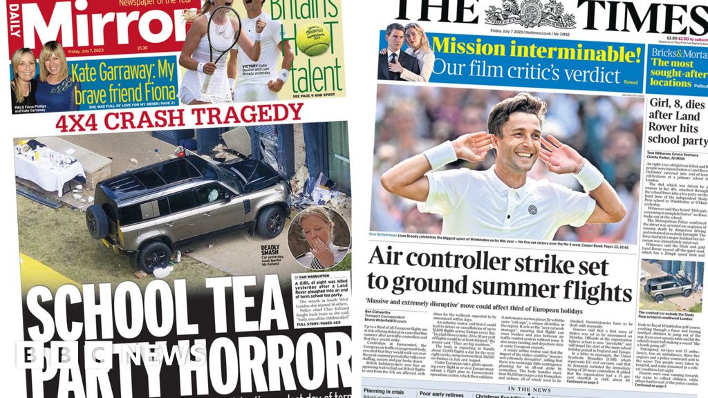 Newspaper headlines: ‘Tea party horror’ and ‘strike to ground flights’