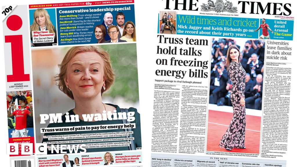 Newspaper headlines: 'PM-in-waiting' as 'talks held to freeze bills ...