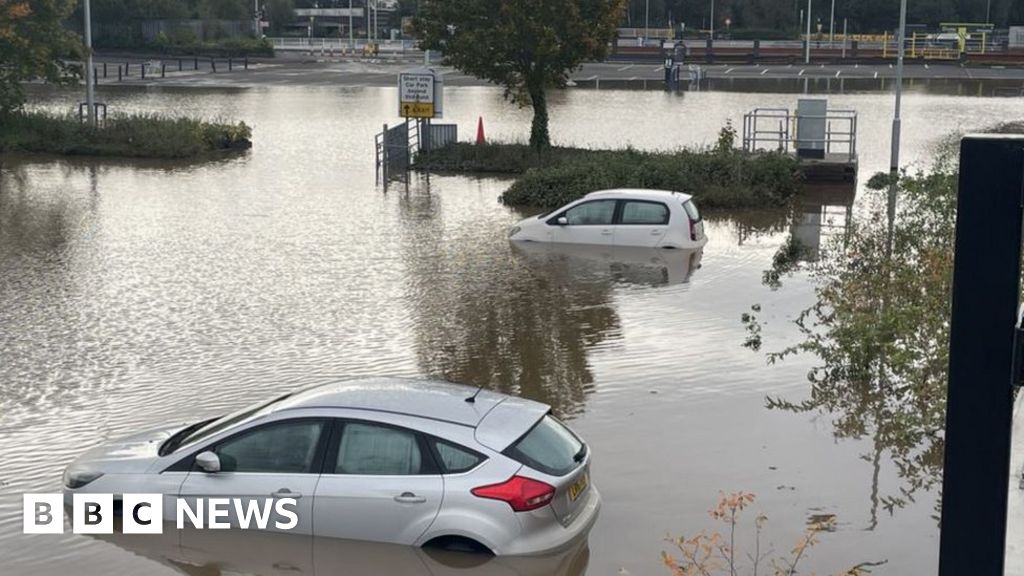 Stafford floods leave car parks submerged BBC News