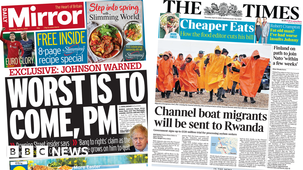 Newspaper headlines: ‘Worst to come for PM’ and Rwanda to take UK migrants
