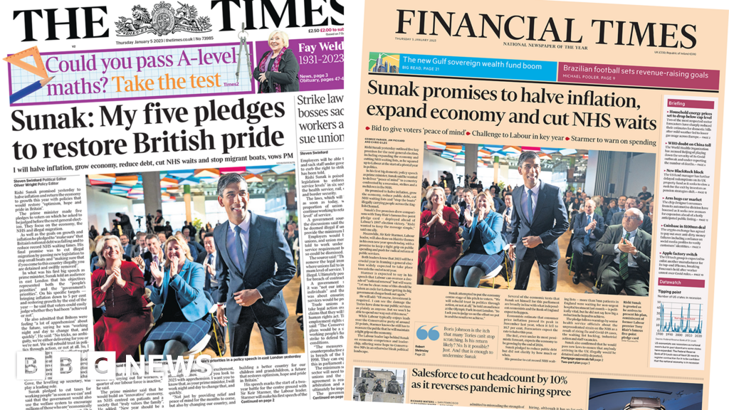 Newspaper headlines: ‘PM’s five pledges’ and ‘£122m PPE unsafe for NHS’
