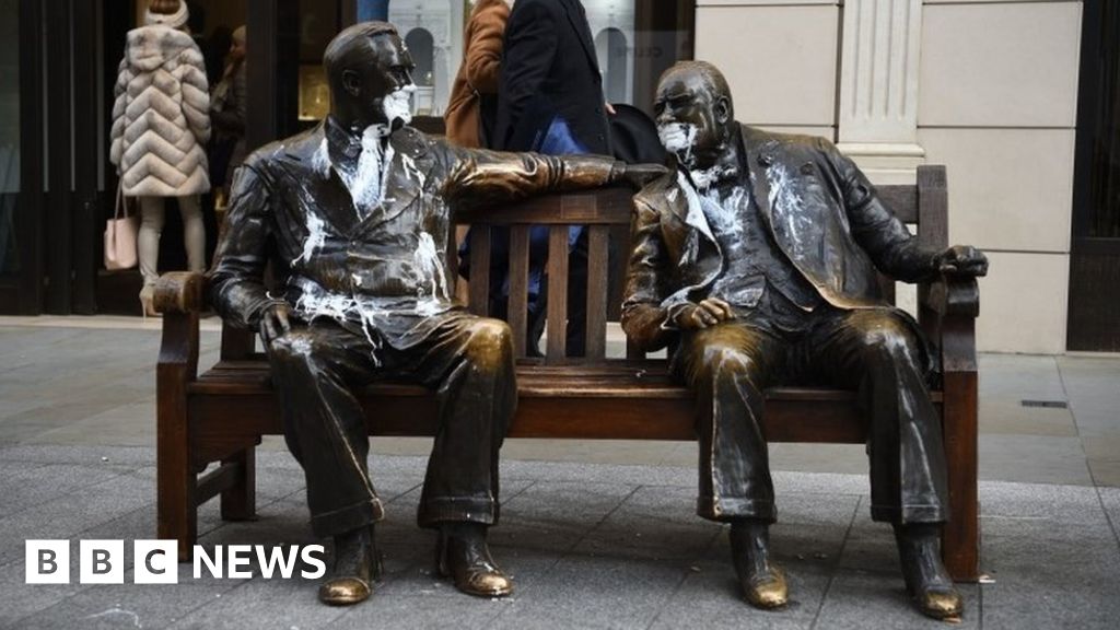 London WW2 statue 'vandalism' CCTV images released