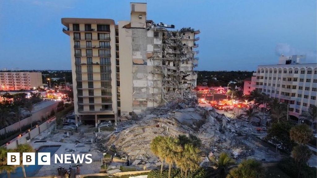 A huge rescue operation is under way in Miami-Dade County, Florida, after a 12-storey residential building partially collapsed, killing at least one p