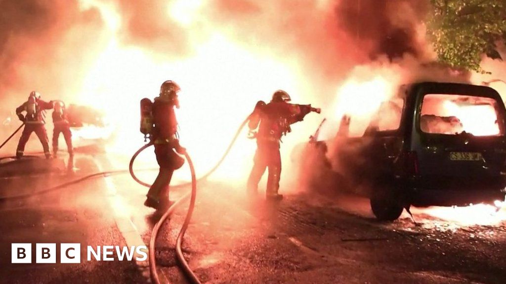 Cars overturned and burnt in Paris teen shooting riots