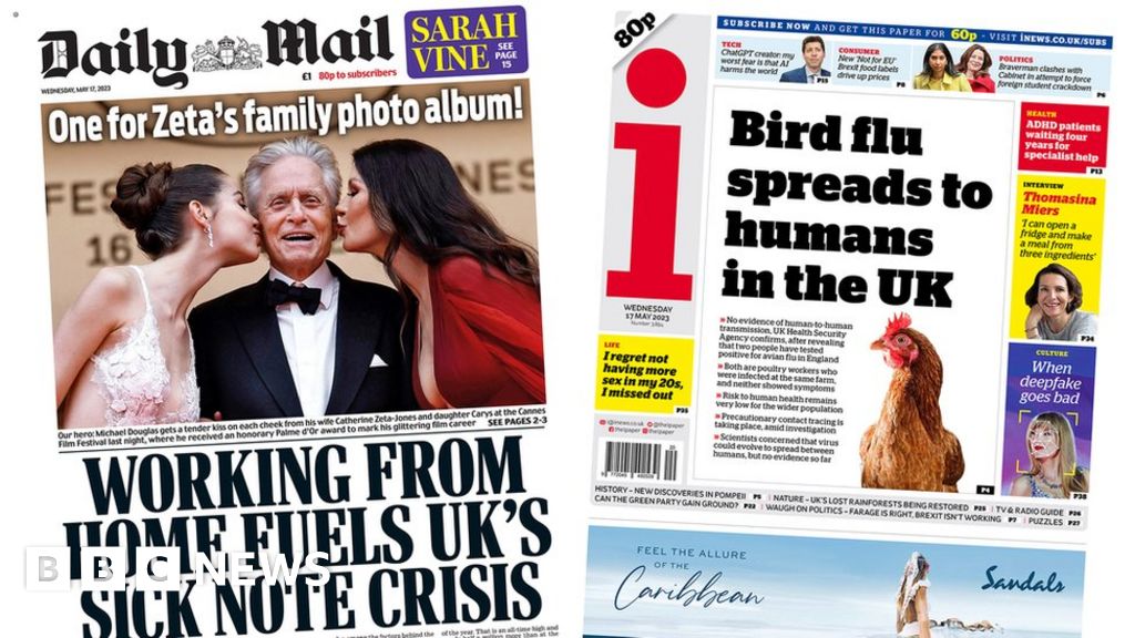 Newspaper headlines: ‘Sick note UK’ and ‘Bird flu spreads to humans’