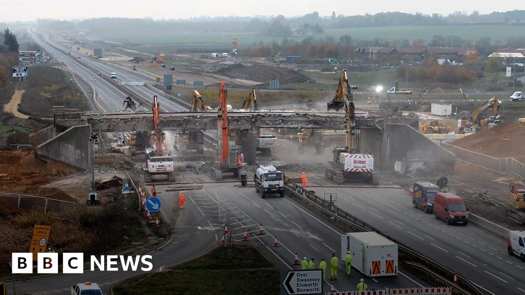 A14 Bridge Demolition At Swavesey Captured Through Timelapse Video 