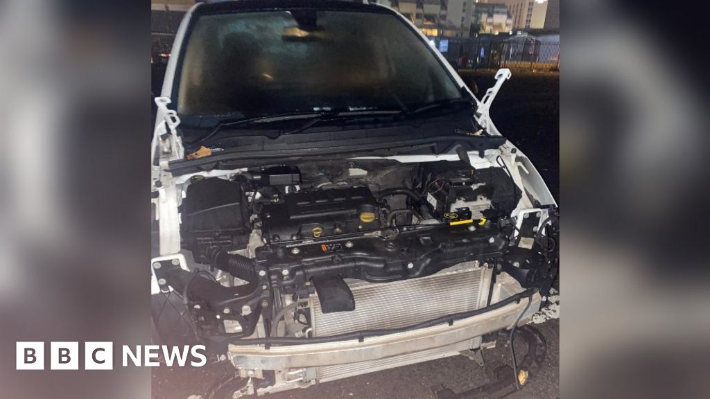 String of cars stripped of parts in Birmingham city centre