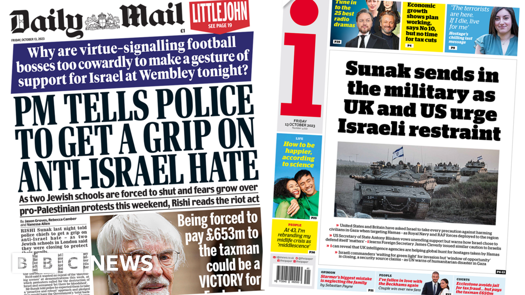 The Papers: 'Sunak sends military' and 'Ecclestone's £400m fraud'
