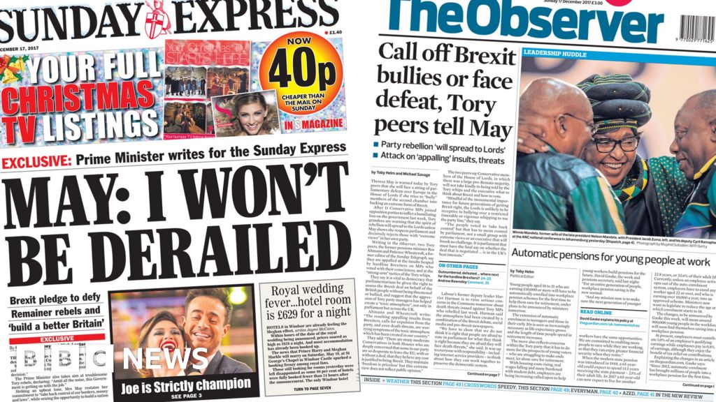 Newspaper Headlines Brexit Warnings For Theresa May BBC News